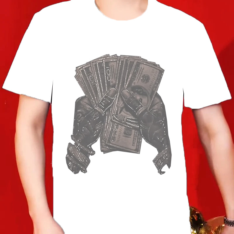 N0515 Men's trendy rhinestone short sleeves