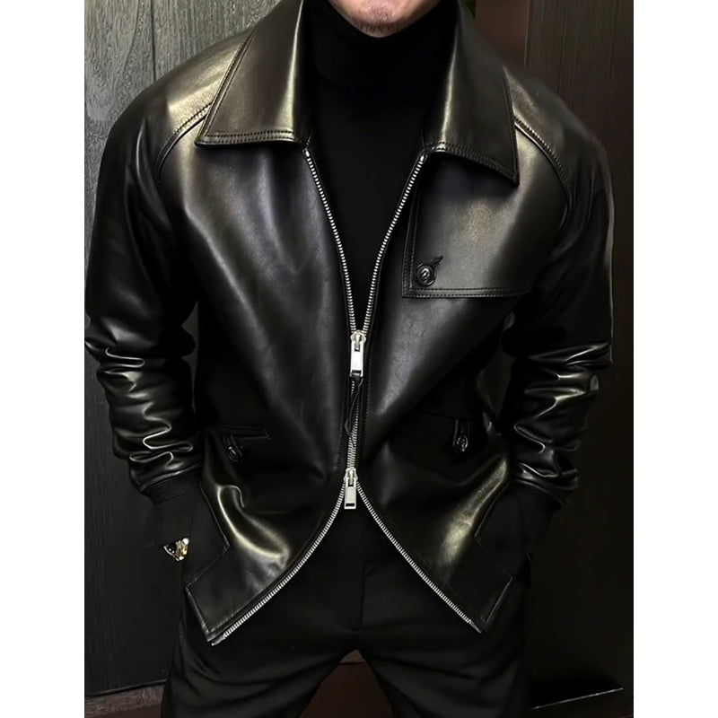 N0408 Men's new handsome leather jacket