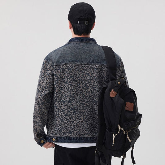 N82101 New Jacquard Patchwork Contrast Color Denim Jacket