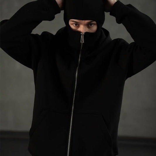 Zip-Up Double-Hooded Sweatshirt