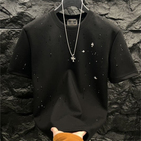 N0401 New summer trendy short sleeves with full diamonds