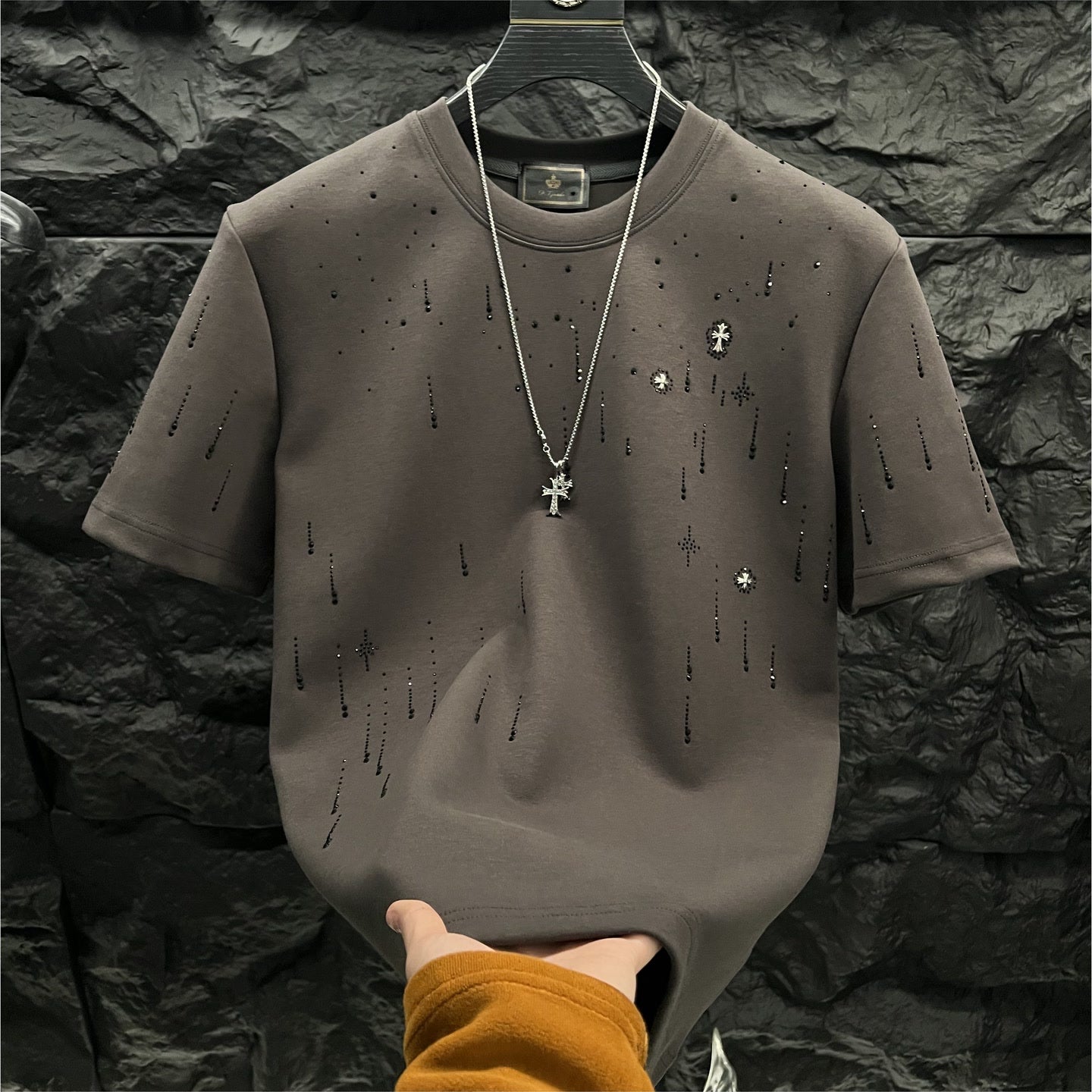 N0401 New summer trendy short sleeves with full diamonds