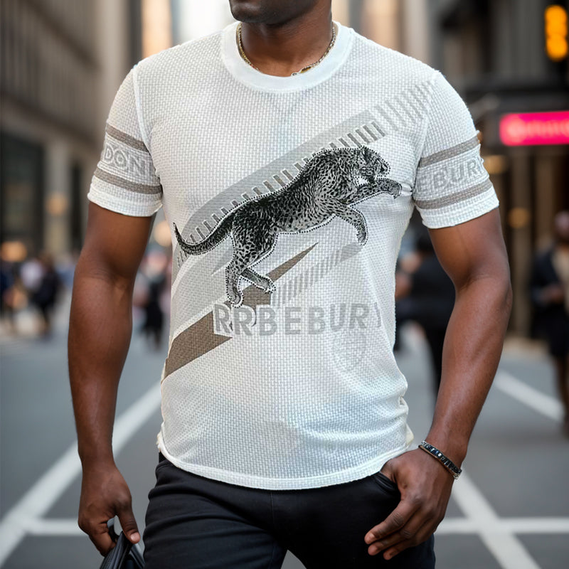 N0807 Summer Men's Leopard Totem Ice Silk T-shirt