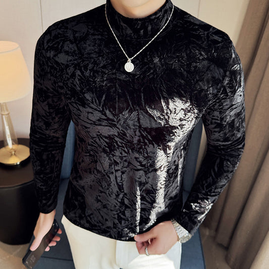 N0205 Men's gold velvet bottoming shirt