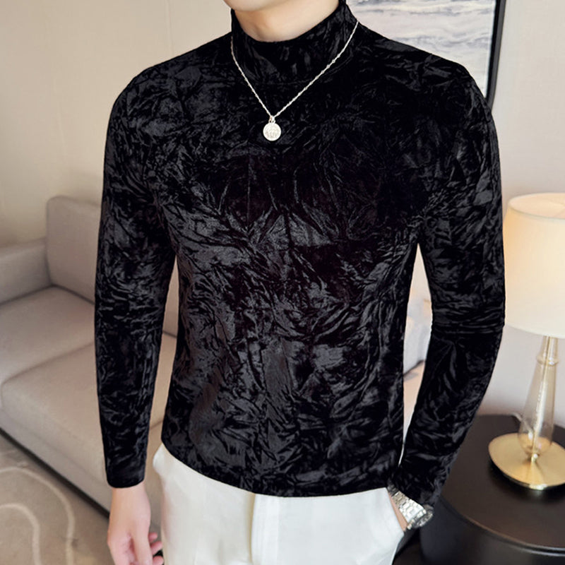 N0205 Men's gold velvet bottoming shirt