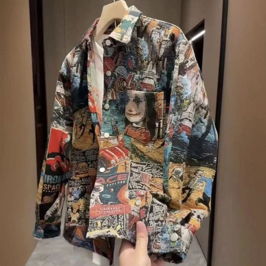 N0207 Men's trendy painted casual shirt jacket