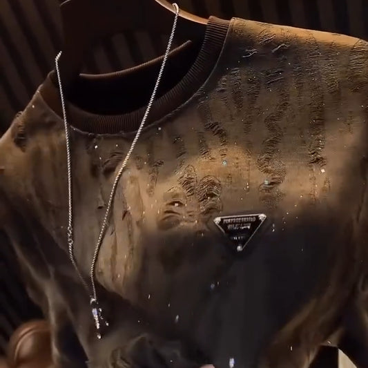 N0219 Men's light luxury hollow fashion short sleeves