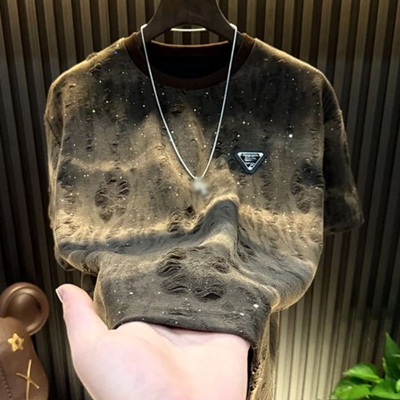 N0219 Men's light luxury hollow fashion short sleeves