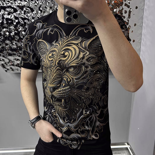 N0311 Men's diamond print handsome T-shirt
