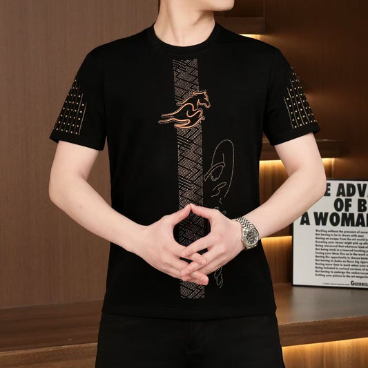 N0314 Men's high quality hot diamond fashion round neck short sleeves