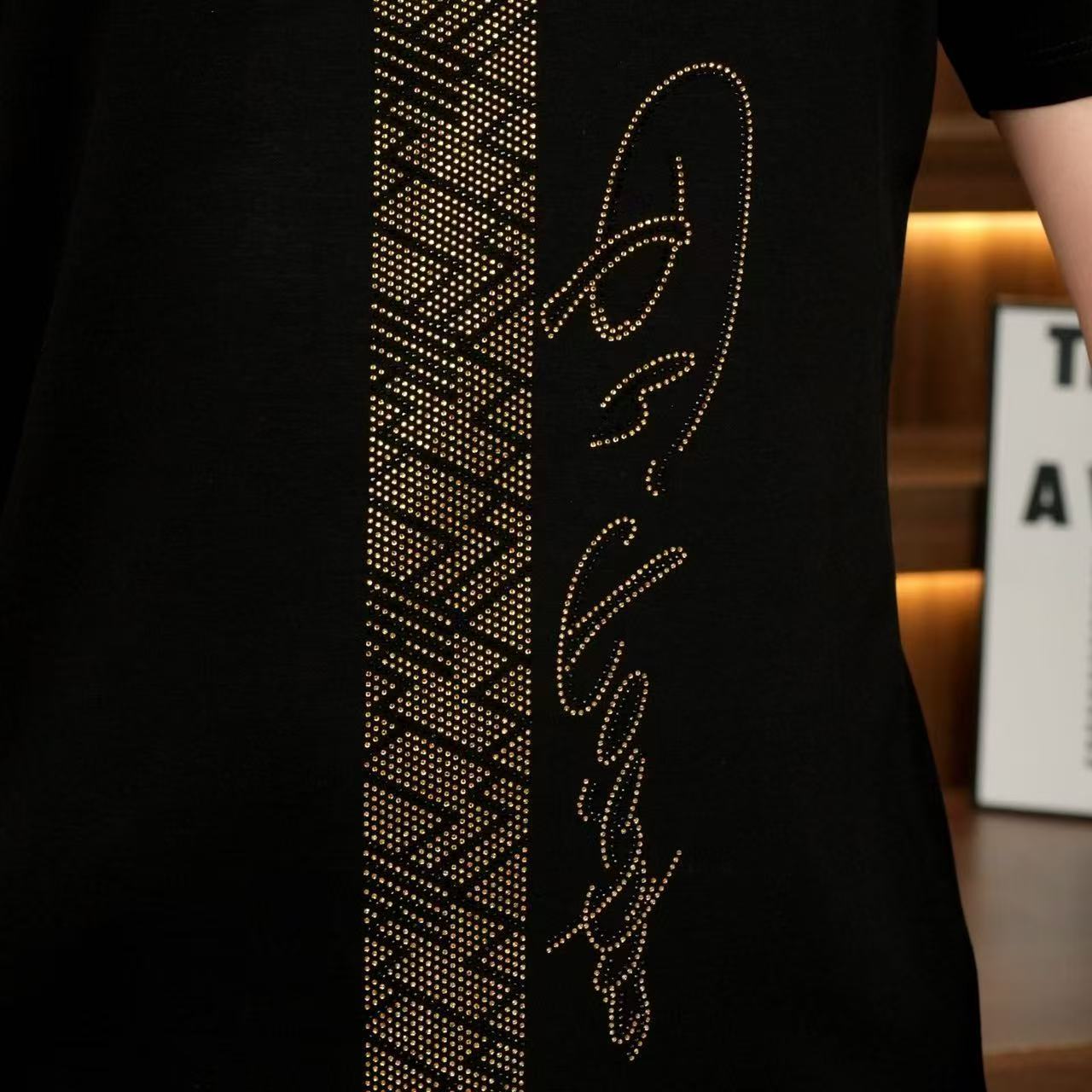 N0314 Men's high quality hot diamond fashion round neck short sleeves