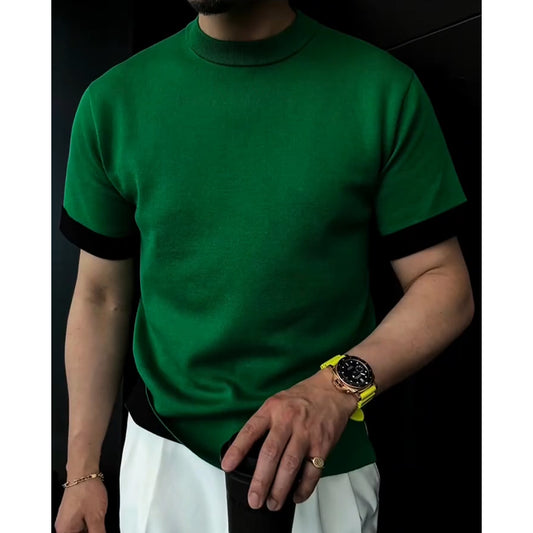 N0317 Men's summer high-value contrast color stitching short-sleeved