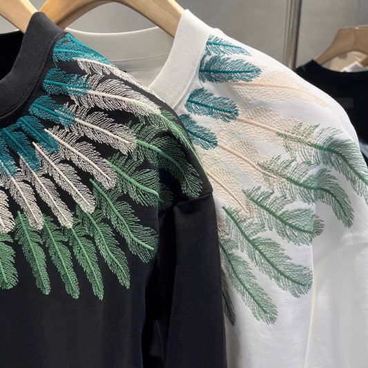 N0321 20205 new feather print T-shirt