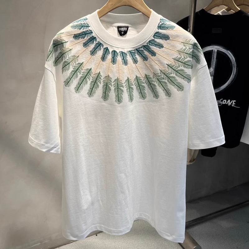N0321 20205 new feather print T-shirt