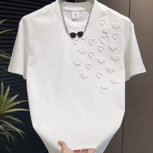 N0324 2025 3D Heart Printed T-shirt