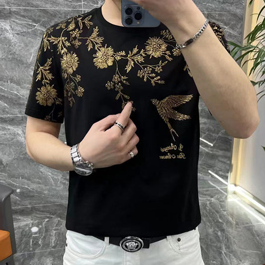 N0325 Summer light luxury hot diamond fashion short sleeves