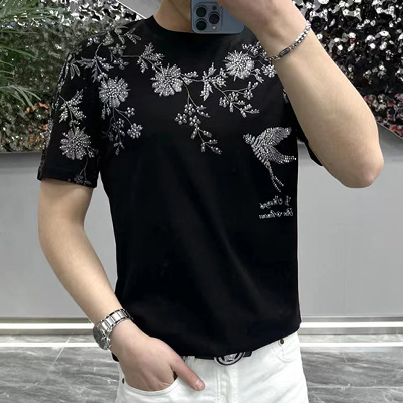 N0325 Summer light luxury hot diamond fashion short sleeves