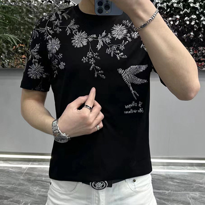 N0325 Summer light luxury hot diamond fashion short sleeves