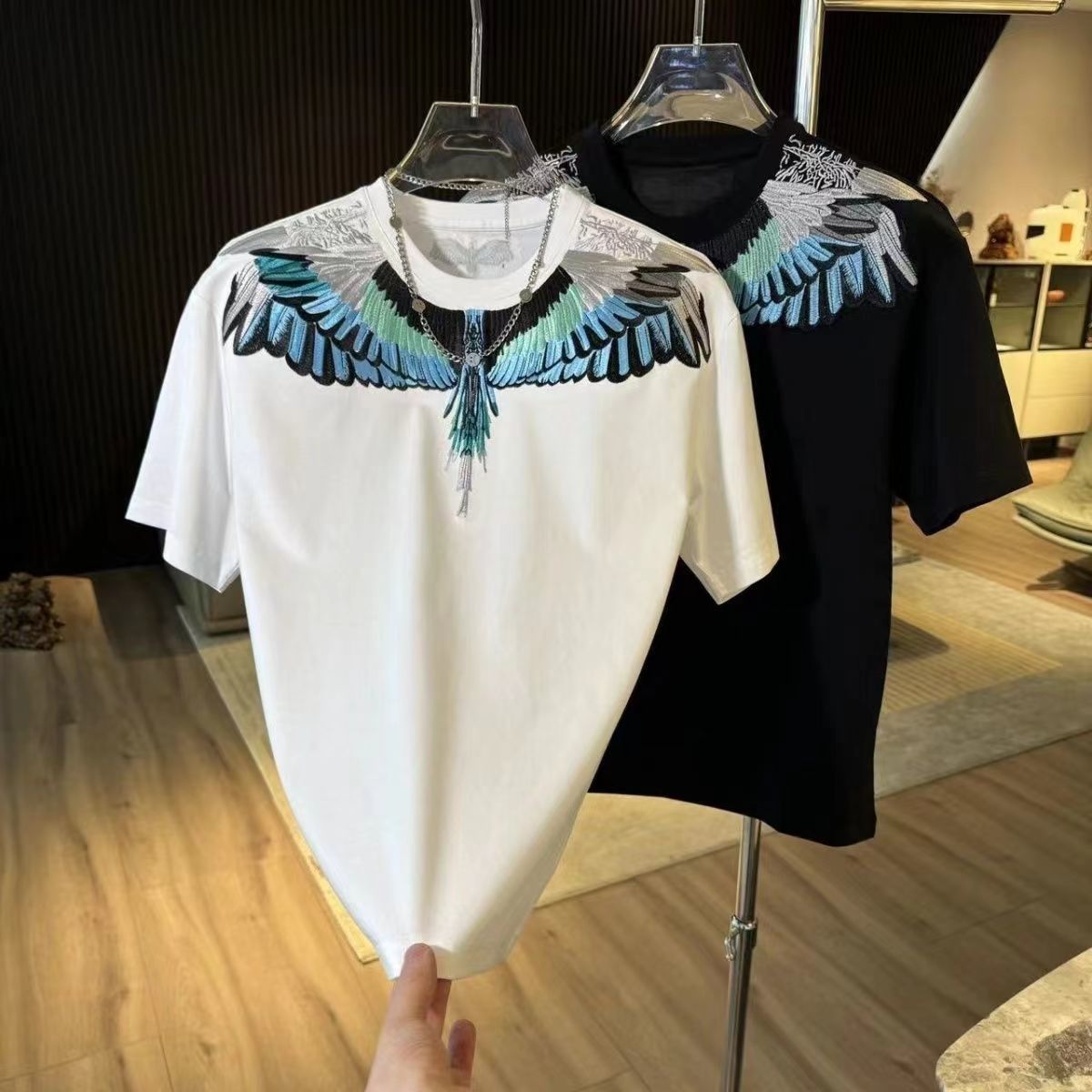 N0325 Men's cotton embroidered short sleeves