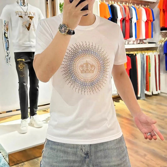 N0328 Summer rhinestone letter short sleeves