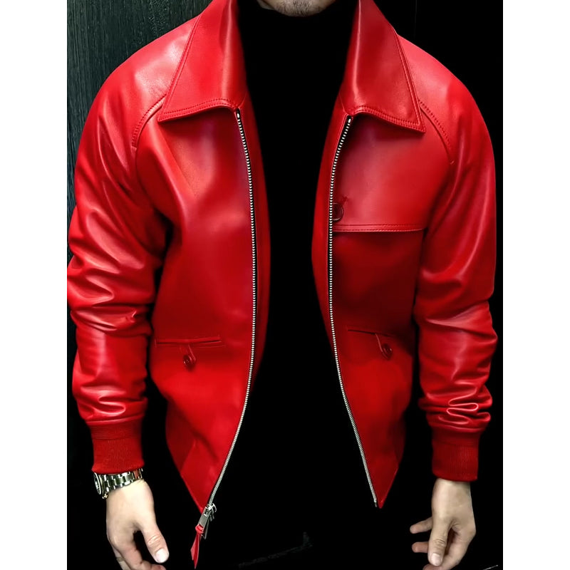 N0408 Men's new handsome leather jacket