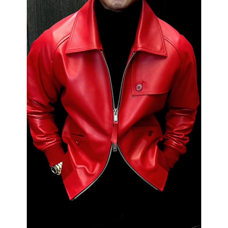 N0408 Men's new handsome leather jacket
