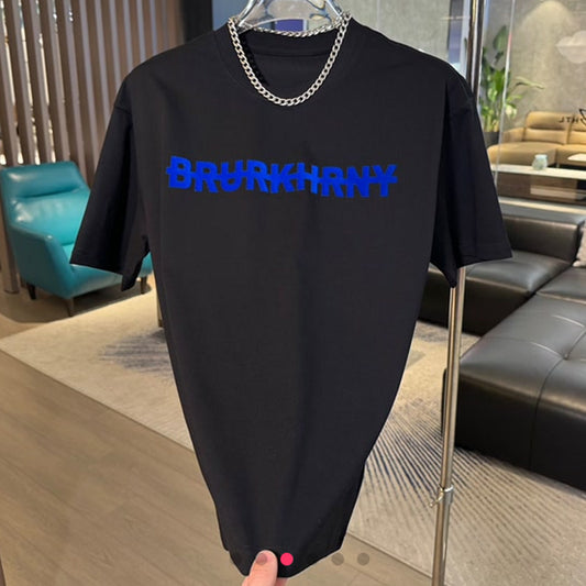 N0408 New summer flocking letter short sleeves