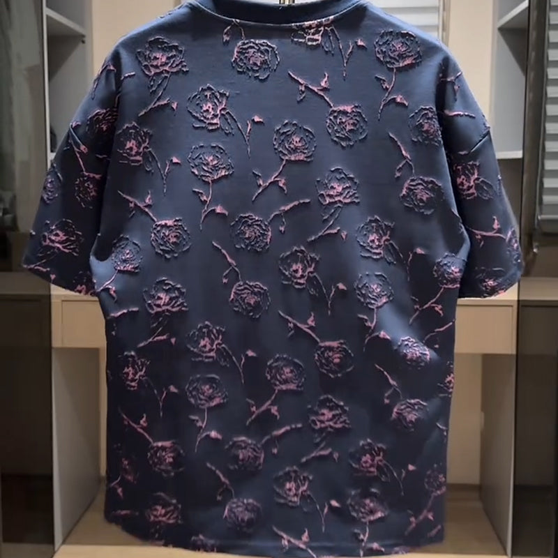 N0422 Men's 3D flower short sleeves