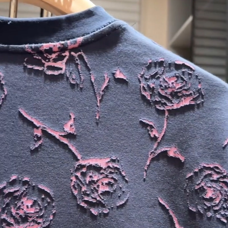 N0422 Men's 3D flower short sleeves