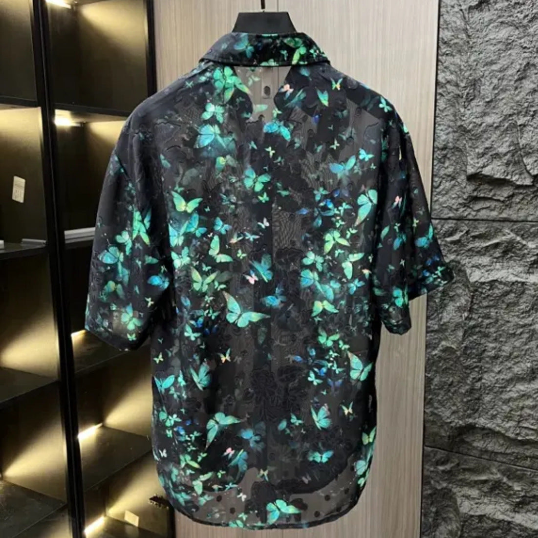 N0515 Men's trendy breathable jacquard short sleeves