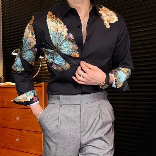 N0520 Men's light luxury floral shirt