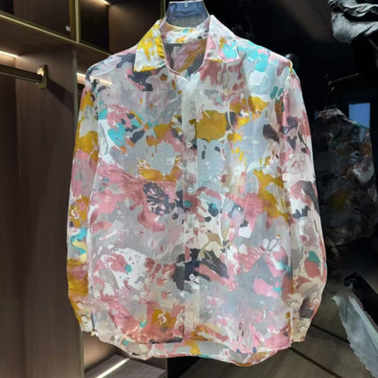 N0522 New summer retro painted shirt