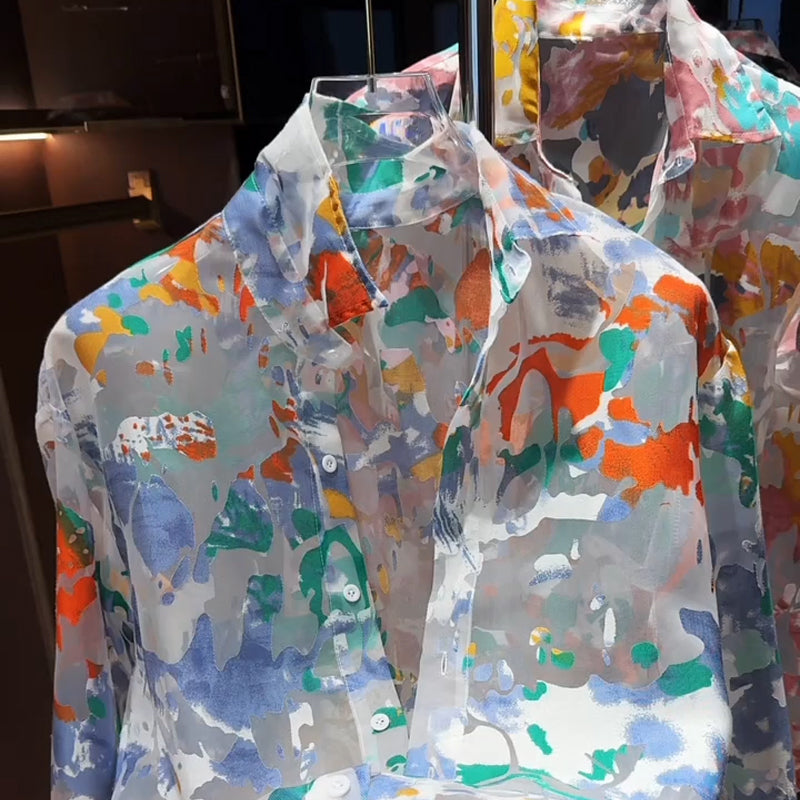 N0522 New summer retro painted shirt
