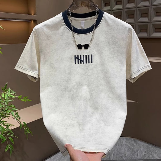 N0527 New summer tie-dye embroidered short sleeves