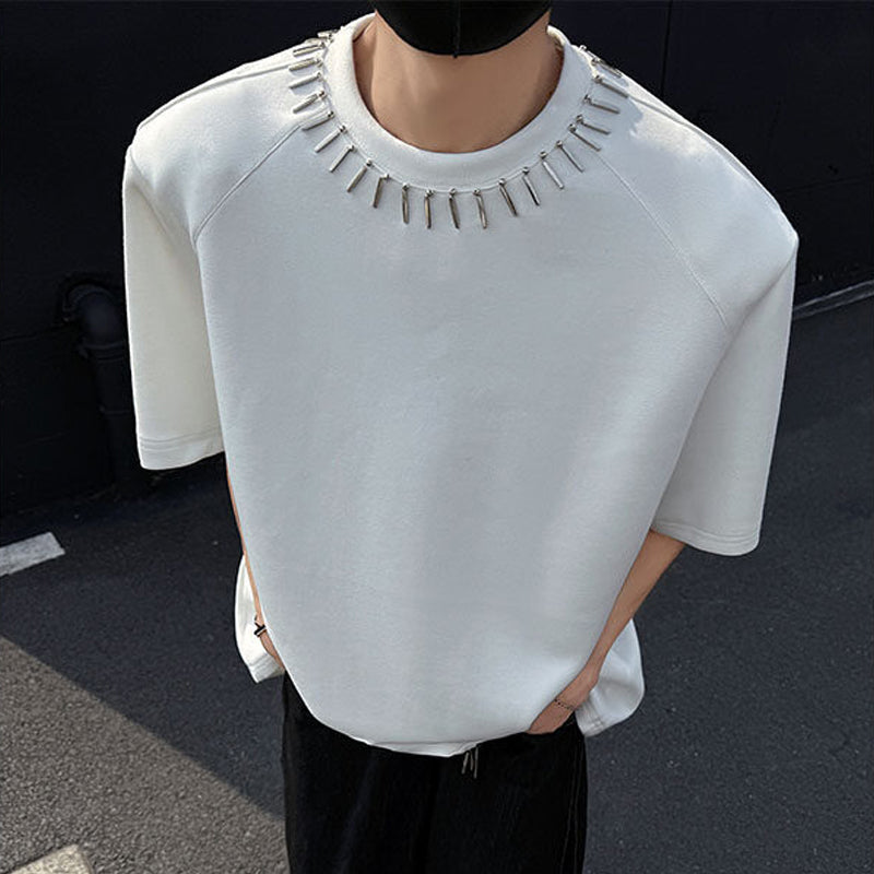 N0605 Fashion beaded men's short sleeve