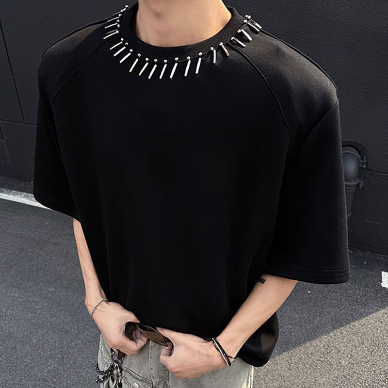 N0605 Fashion beaded men's short sleeve