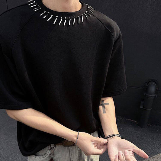 N0605 Fashion beaded men's short sleeve