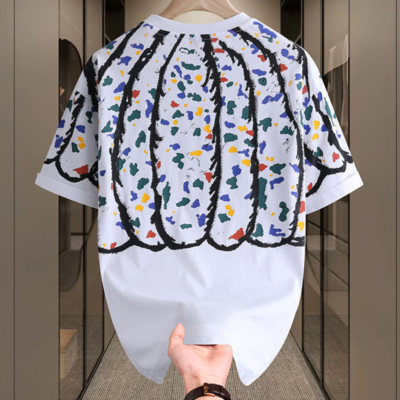 N0609 Summer trendy three-dimensional printed short sleeves