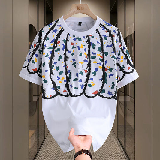 N0609 Summer trendy three-dimensional printed short sleeves