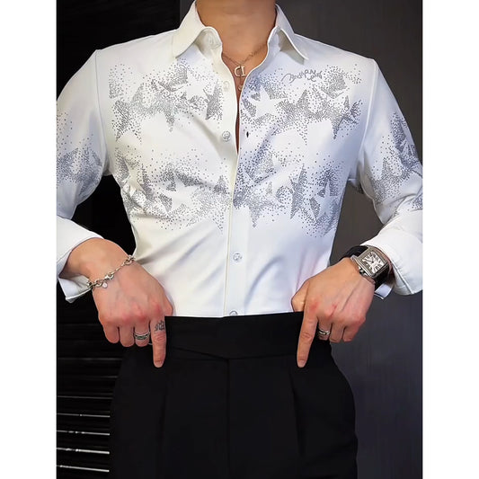 N0611 Men's light luxury hot diamond fashion shirt
