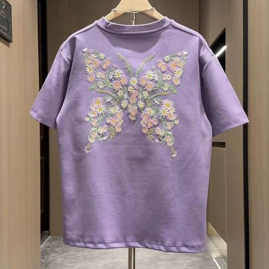 N0612 New embroidered short sleeves