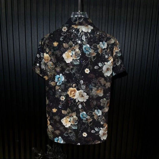 N0613 High-grade ice silk hollow short-sleeved shirt