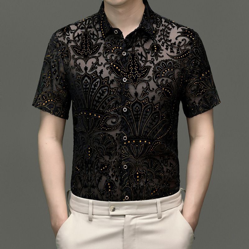 Summer Men's Casual Hollow Ice Silk Short Sleeves