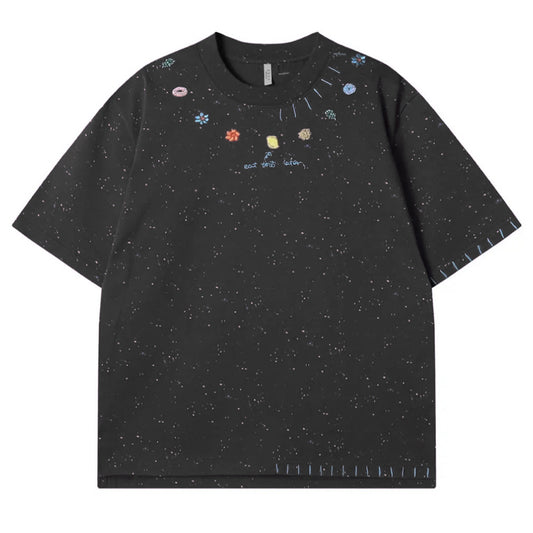 Embroidered High-end Round Neck Pure Cotton Couple T-shirt