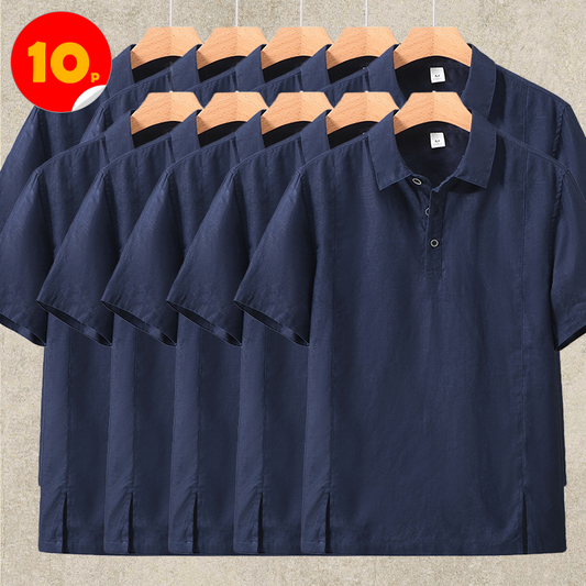 5-Pack Linen Polo Shirt Short Sleeve