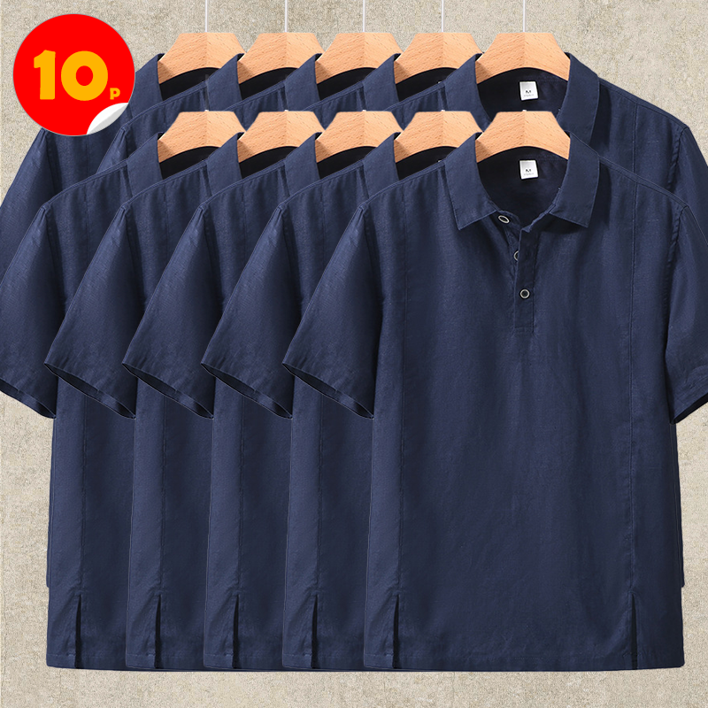 10-Pack Linen Polo Shirt Short Sleeve