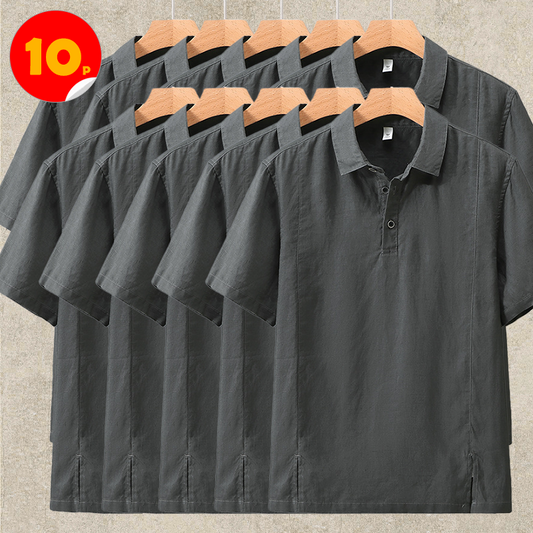 10-Pack Linen Polo Shirt Short Sleeve