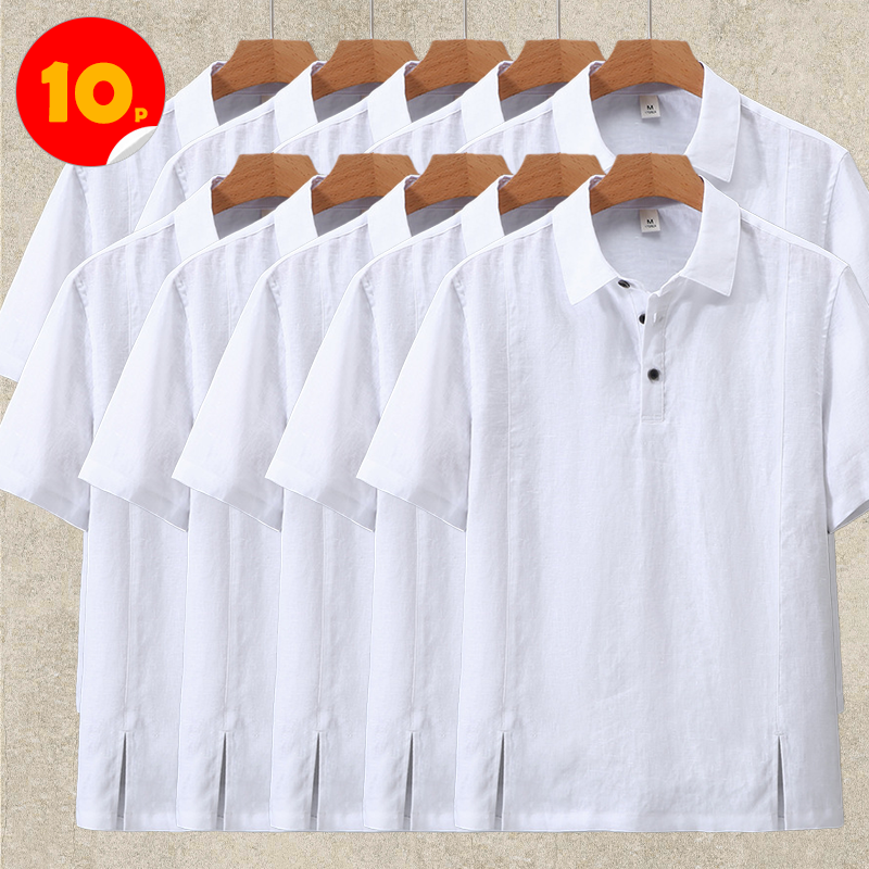10-Pack Linen Polo Shirt Short Sleeve