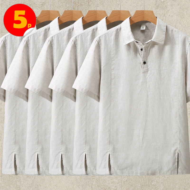 10-Pack Linen Polo Shirt Short Sleeve