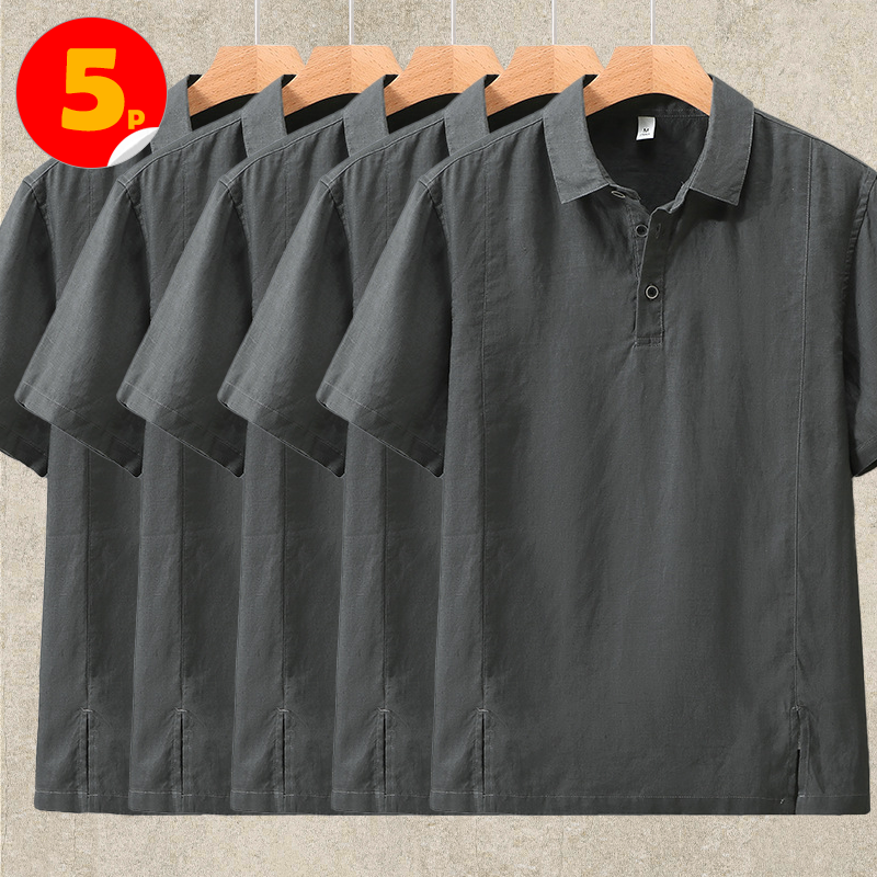 10-Pack Linen Polo Shirt Short Sleeve